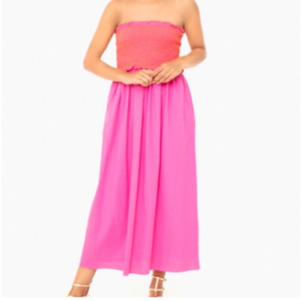 Tuckernuck Pink and Orange Strapless Dress